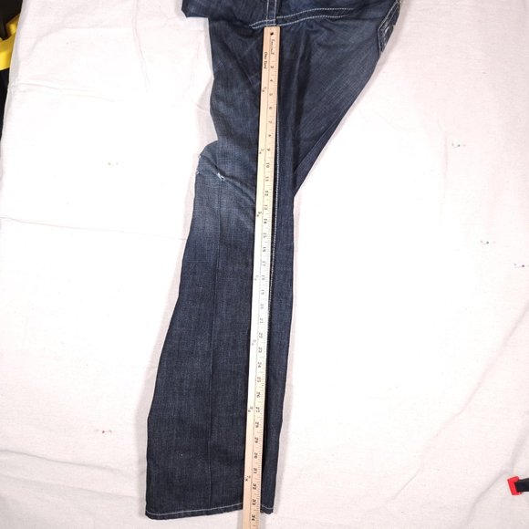 Big Star Blue Jeans Mens 38L Pioneer Boot Distressed Arcuates Stitching USA - Picture 6 of 16